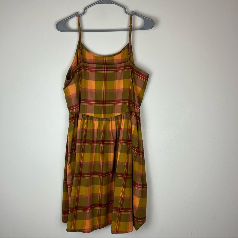 MADEWELL Plaid Babydoll Cami Academia Preppy Dress in Madras Spiced Olive Large - Picture 3 of 6
